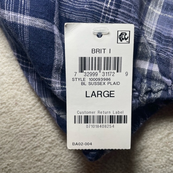 INC International Concepts Navy Plaid Off-Shoulder Blouse sz L - Picture 10 of 12